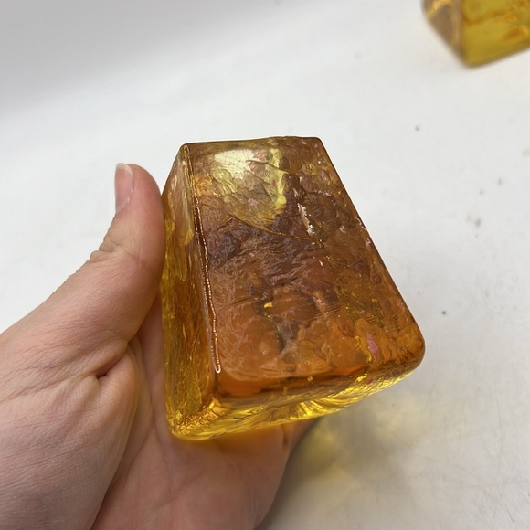 Fire & Light Citrus Yellow Gold Candle Holders Art Glass Collectible Decor Set 2 - Picture 4 of 16